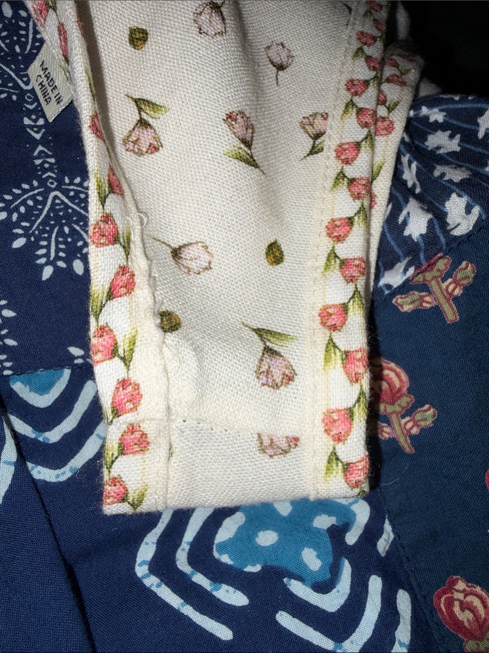 Max Studio Cream Maxi Dress with Pink & Green Floral Trim - Picture 4 of 4